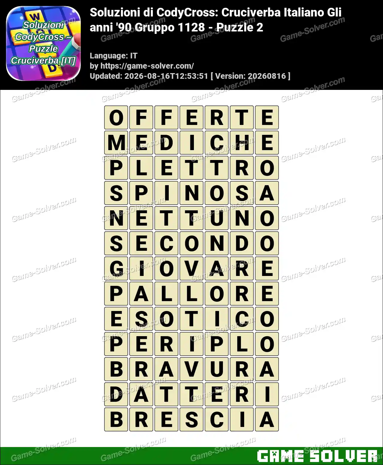 Soluzioni di CodyCross: Cruciverba Italiano Gli anni ’90 Gruppo 1128 – Puzzle 2
